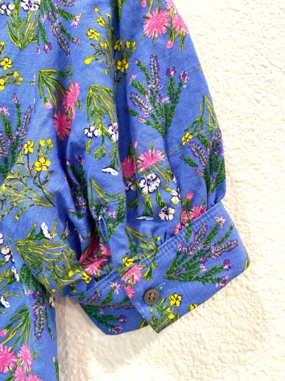 LOFT Dress Women’s 4 Petite Blue Floral Linen Summer Wedding Guest Cottagecore - Picture 5 of 11